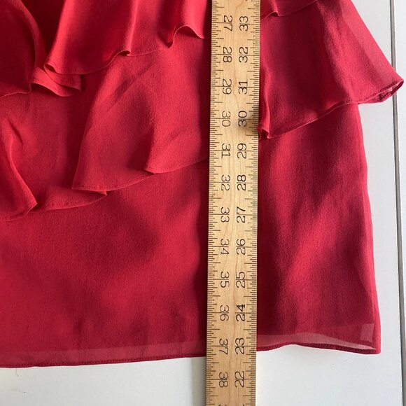 Talbots Silk Ruffle Dress Size 6P Red Sleeveless Lined - Picture 10 of 11